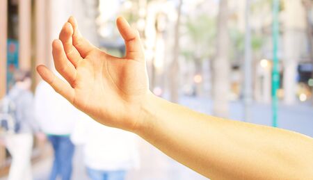 Human Hand Holding, Outdoorの写真素材