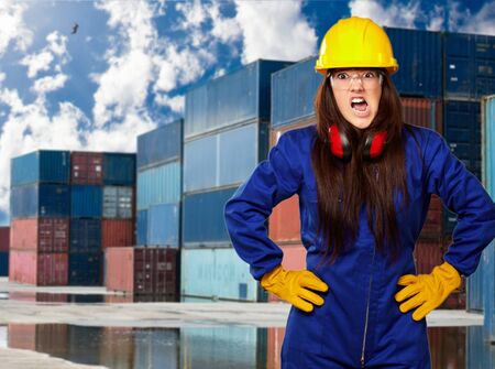 Woman Worker With Helmet, Outdoor