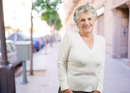 Portrait Of A Senior Woman, Outdoorの写真素材