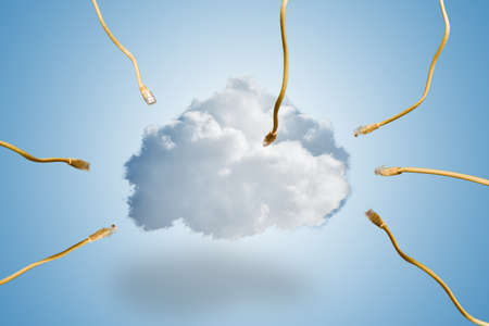 Computer Cable Extending Over Cloudsの写真素材