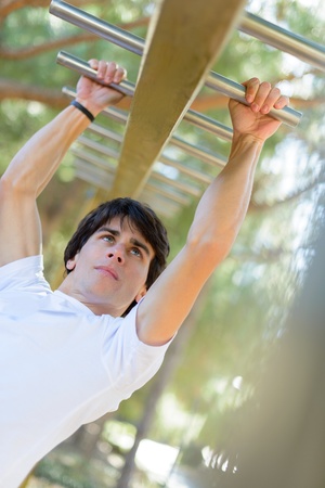 Young Man Exercising; Outdoors