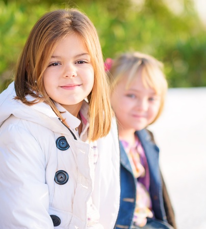 Portrait Of Two Happy Girls, Outdoors
の写真素材