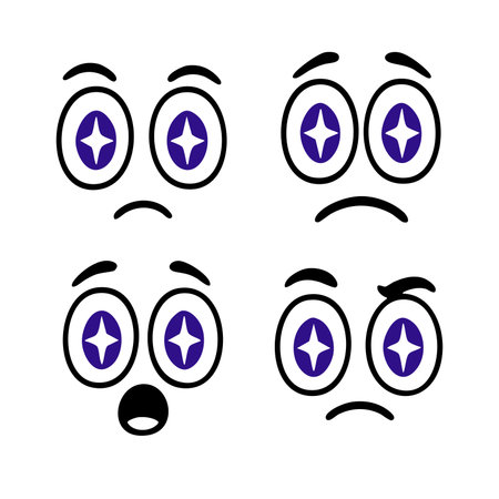 Vector illustration of a set of emoticons with different emotions. Flat style.のイラスト素材