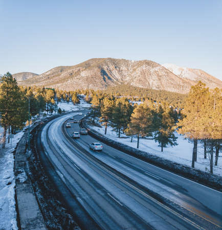 A snowy sunset in the mountains of Arizona.