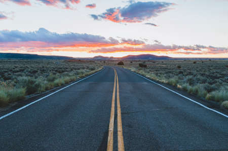 The road to the setting sun.の写真素材