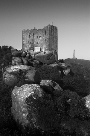 Carn brea castle on top of Carn brea hill, Cornwall, Englandのeditorial素材