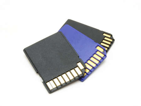 Secure Digital memory cards on white backgroundの写真素材