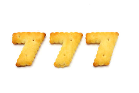 Crackers with salt in the form of figures from a zero to nineの写真素材