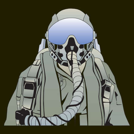 The military pilot in the plane in a helmet vectorのイラスト素材