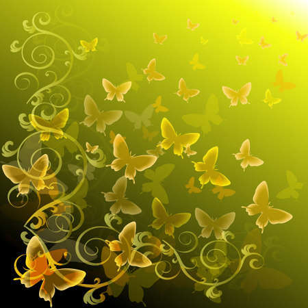 Abstract colourful background with butterflies. A vector.のイラスト素材