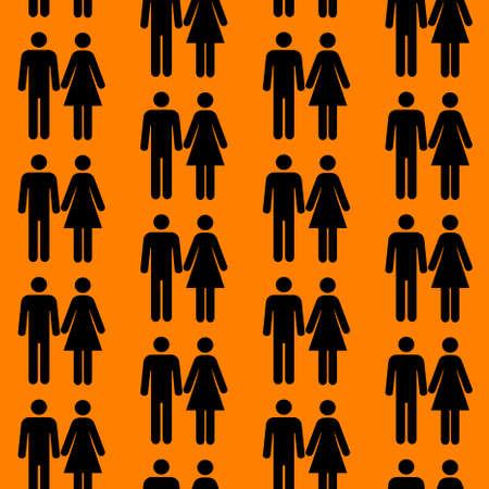 Seamless pattern with silhouettes of the person of different color.(can be repeated and scaled in any size)のイラスト素材