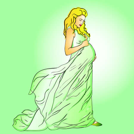 The beautiful pregnant woman in a long dressのイラスト素材