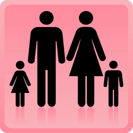 Vector Man & Woman icon with children のイラスト素材