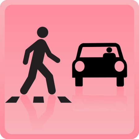 The icon the person crosses road and the car drops itのイラスト素材