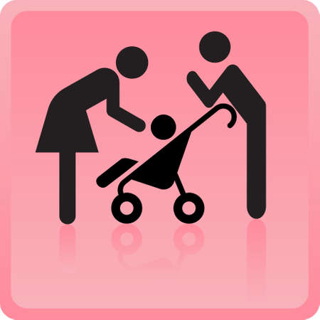Vector Man & Woman icon with children のイラスト素材