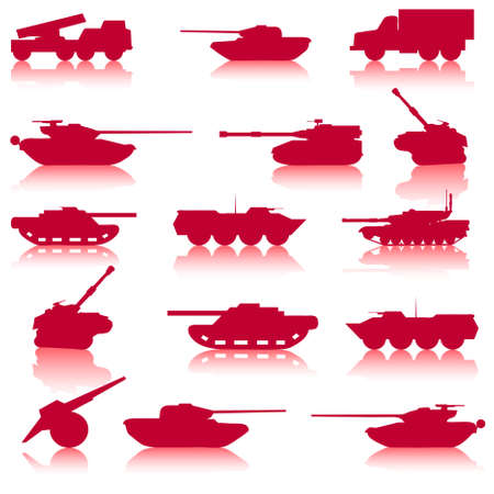 Collection set of tanks of guns and military technologyのイラスト素材