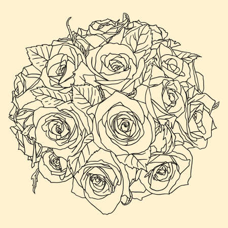 floral design element and hand-drawn のイラスト素材