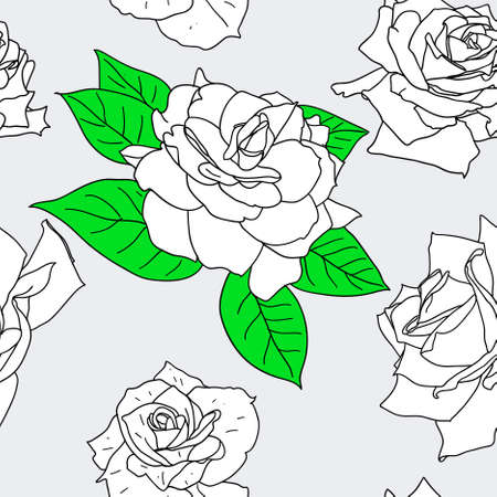 Seamless wallpaper with beautiful flowersのイラスト素材