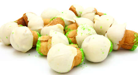 Shortbread mushroom-shaped with condensed milkの写真素材