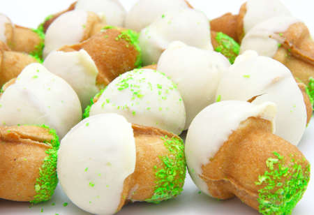 Shortbread mushroom-shaped with condensed milkの写真素材