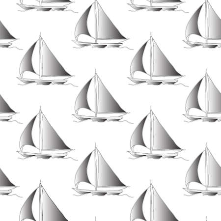 seamless wallpaper with a sailboat on the ocean wavesのイラスト素材