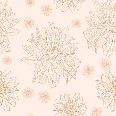 Hand drawn floral wallpaper with set of different flowers. Could be used as seamless wallpaper, textile, wrapping paper or backgroundのイラスト素材