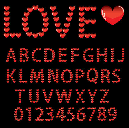 Love the alphabet with a heart  letters and numbers  のイラスト素材
