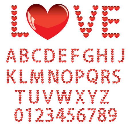Love the alphabet with a heart  letters and numbers  のイラスト素材