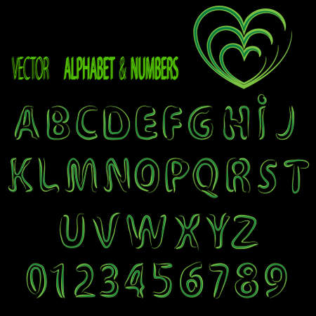 herbal alphabet and numbersのイラスト素材