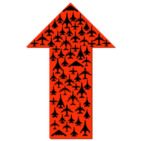 Directional arrow with the airplanes inside. Vector.のイラスト素材