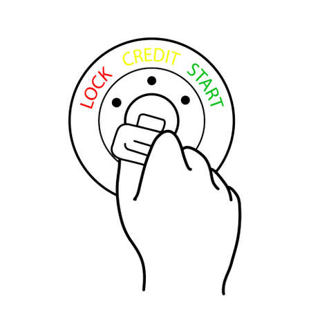 Car key in the ignition ready for the start of the loan.のイラスト素材