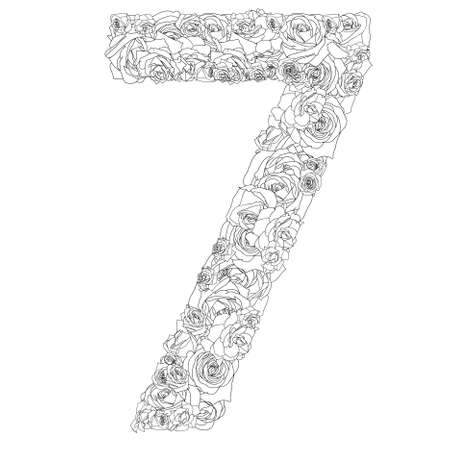 Flower alphabet of red roses, characters 7