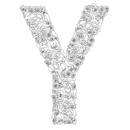 Flower alphabet of red roses, characters Yのイラスト素材