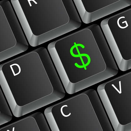 dollar money business concept with computer keyboard. Vector illustration.のイラスト素材