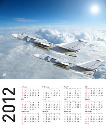 Calendar 2012 with plane image.  Vector illustrationの写真素材