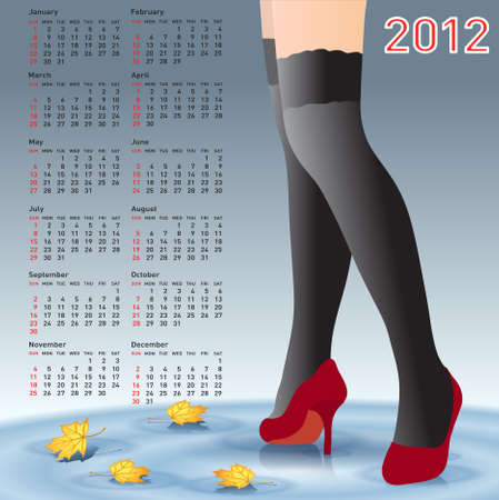 2012 Calendar female legs in stockingsのイラスト素材