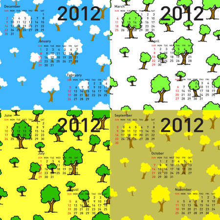 seamless wallpaper 2012 calendar days of the yearのイラスト素材