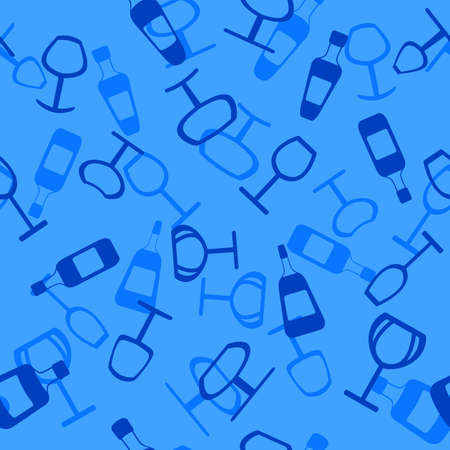 Wine Beer Glass Cup and bottle. Seamless wallpaper.のイラスト素材