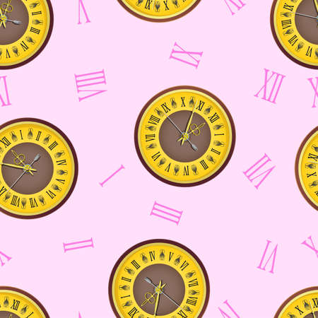 The vintage  clock shortly before midnight. vector, seamless wallpaper.のイラスト素材