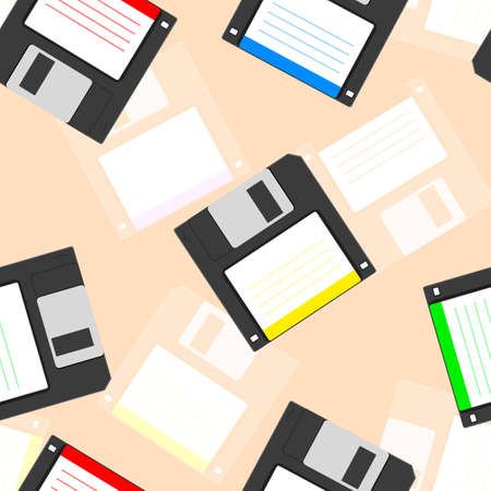  Old floppy disc for computer data storage.  Seamless wallpaper.のイラスト素材