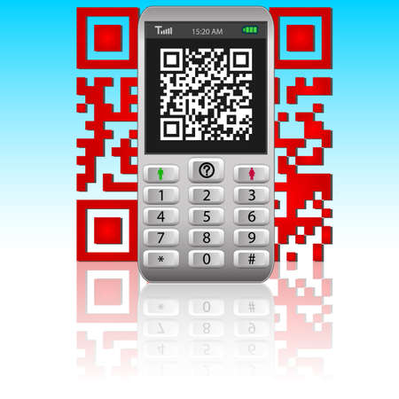 Smartphone with QR code. のイラスト素材
