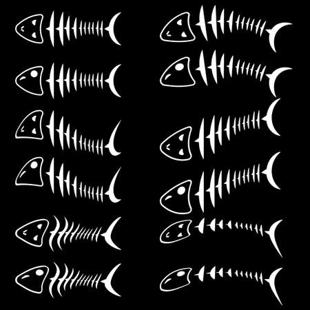 A set of fish skeletons. Vector illustration.のイラスト素材