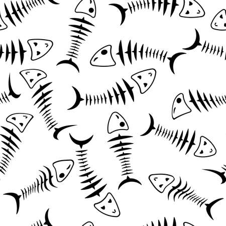 Seamless wallpaper skeleton fish vector backgroundのイラスト素材