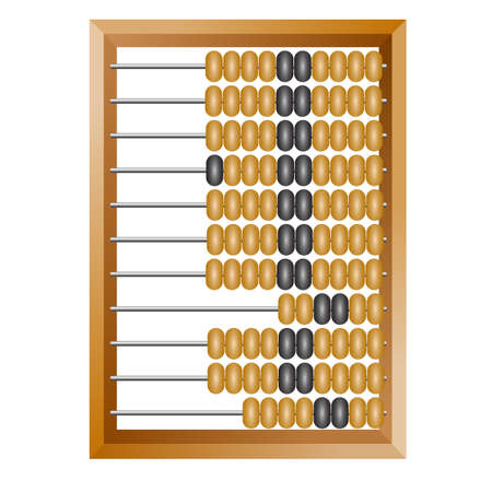 Accounting abacus for financial calculations lies on a white backgroundのイラスト素材