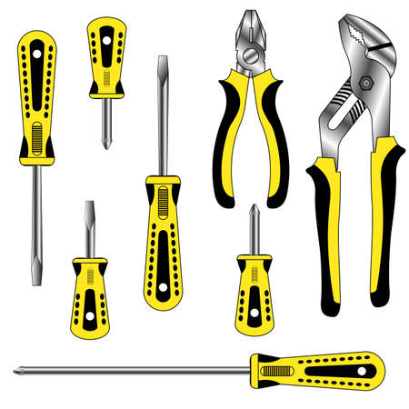 vector set of different tools over white backgroundのイラスト素材