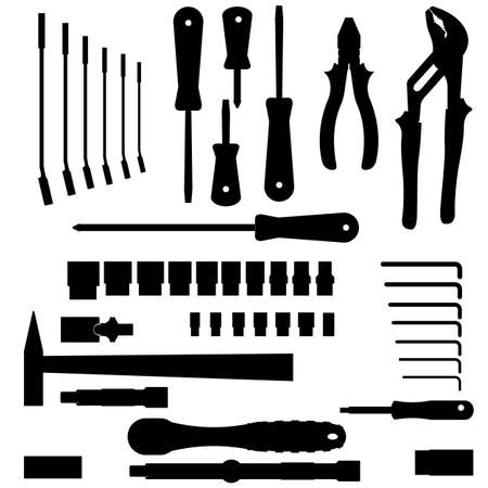 vector set of different tools over white backgroundのイラスト素材