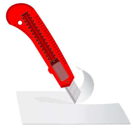 Plastic knife to cut the paper sheet of white paper のイラスト素材