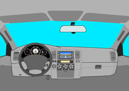 The car without a driver on the road のイラスト素材