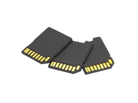 Secure Digital memory cards on white background