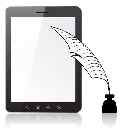 Tablet PC laptop with a pen and ink  isolated on white background  Vector  illustration のイラスト素材
